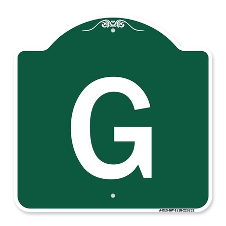 Signmission Designer Series Sign-Sign W/ Letter G, Green & White Aluminum Sign, 18" x 18", GW-1818-22952 A-DES-GW-1818-22952